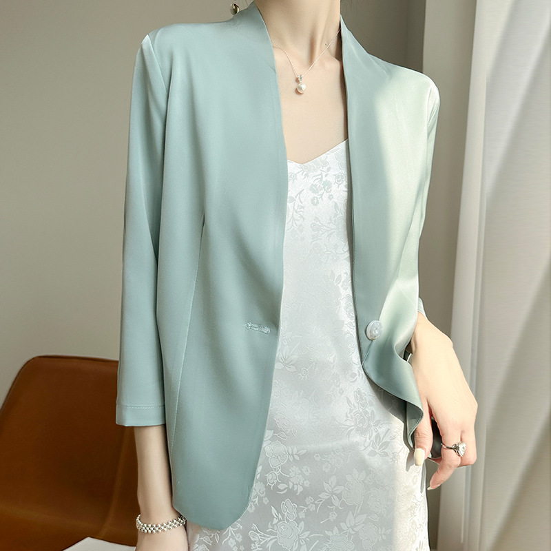 Black Satin Slim Blazer 17