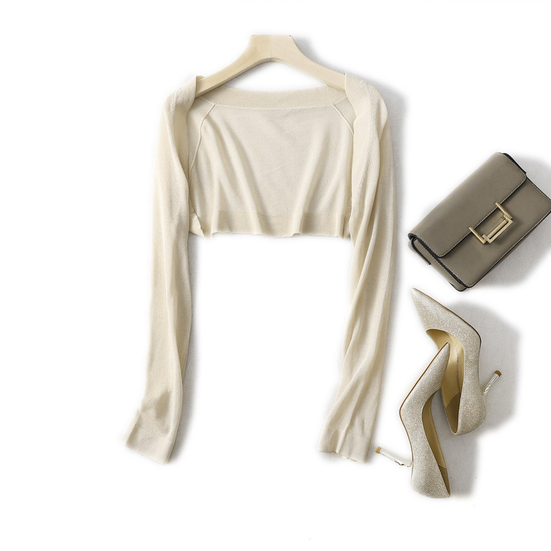 Cardigan Short Ice Silk Knitted Air Conditioning Sweater Ultra Thin 03