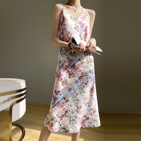 floral suspender bottoming skirt 46