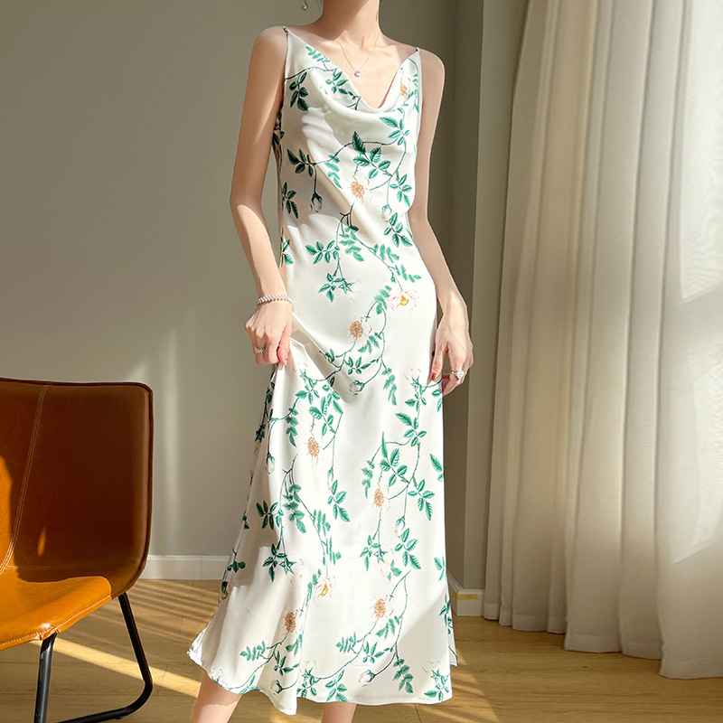 LONG PRINTED SILK SLIP DRESS 12