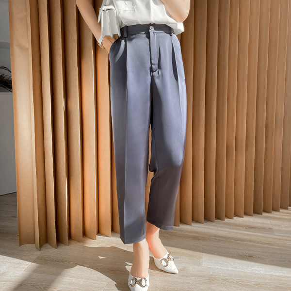 Nine-point loose casual imitation silk satin drape suit cigarette pipe pants 44