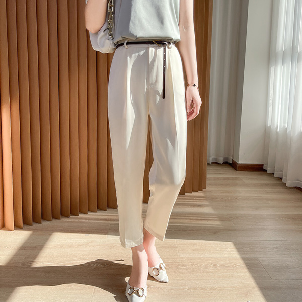 Nine-point loose casual imitation silk satin drape suit cigarette pipe pants 44