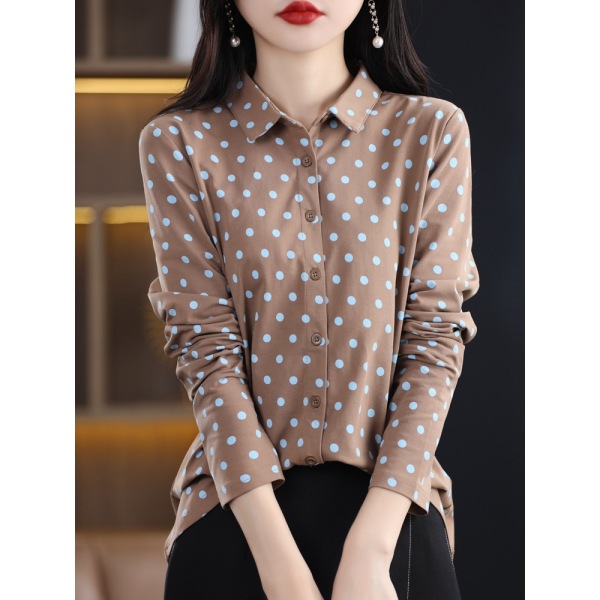Polka Dot Shirt Ladies Classic Polka Dot Cardigan Top 21