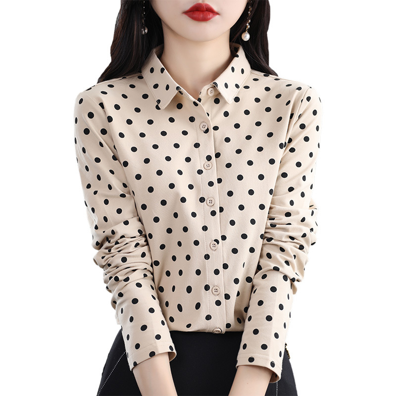 Polka Dot Shirt Ladies Classic Polka Dot Cardigan Top 21