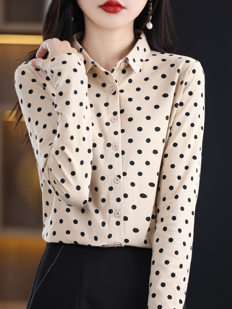 Polka Dot Shirt Ladies Classic Polka Dot Cardigan Top 21
