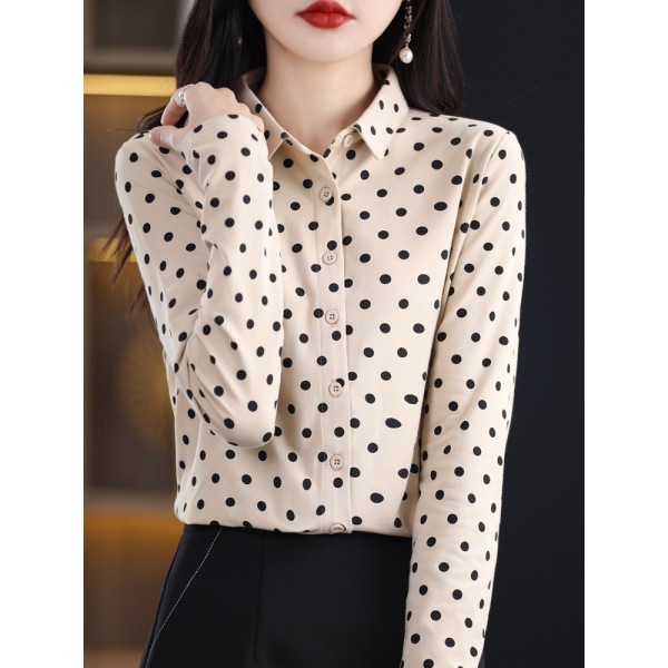 Polka Dot Shirt Ladies Classic Polka Dot Cardigan Top 21