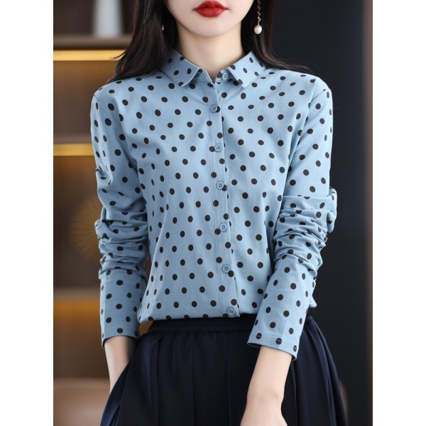 Polka Dot Shirt Ladies Classic Polka Dot Cardigan Top 21
