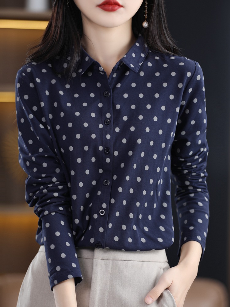 Polka Dot Shirt Ladies Classic Polka Dot Cardigan Top 21