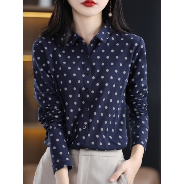 Polka Dot Shirt Ladies Classic Polka Dot Cardigan Top 21