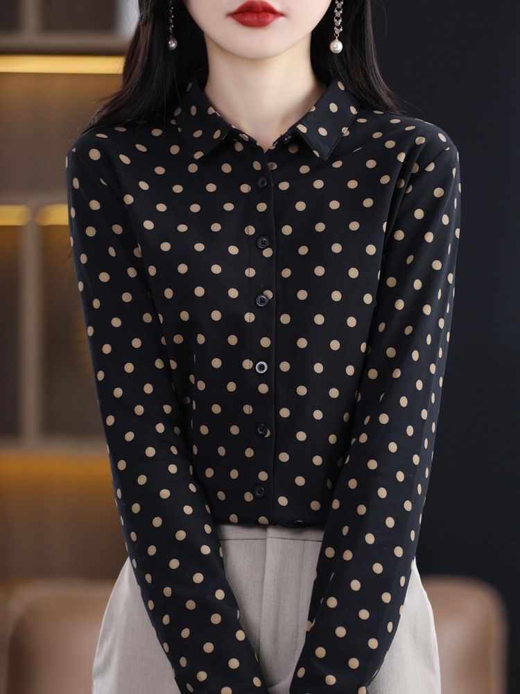 Polka Dot Shirt Ladies Classic Polka Dot Cardigan Top 21