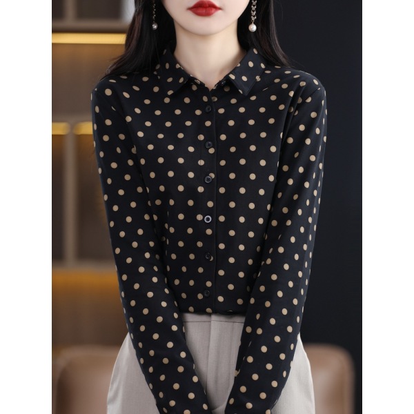 Polka Dot Shirt Ladies Classic Polka Dot Cardigan Top 21