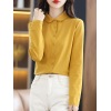 professional commuter blouse solid color cotton shirt long sleeves 07