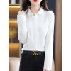 professional commuter blouse solid color cotton shirt long sleeves 07