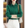 professional commuter blouse solid color cotton shirt long sleeves 07