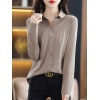 professional commuter blouse solid color cotton shirt long sleeves 07