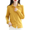 professional commuter blouse solid color cotton shirt long sleeves 07