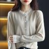 Root yarn splicing cardigan women's round neck bottoming shirt 15