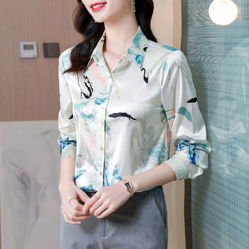 Silk Shirt Ladies Top Feminine Shirt Long Sleeve 22