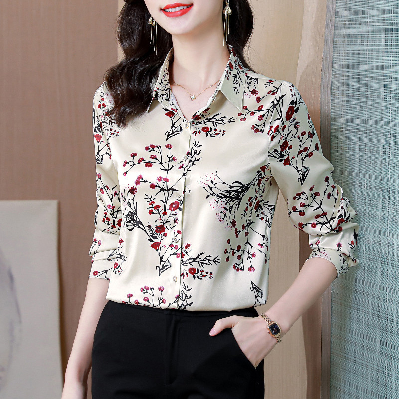 Silk Shirt Ladies Top Feminine Shirt Long Sleeve 22