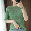 Women's five quarter sleeve cotton half turtleneck pleated slim half sleeves 27