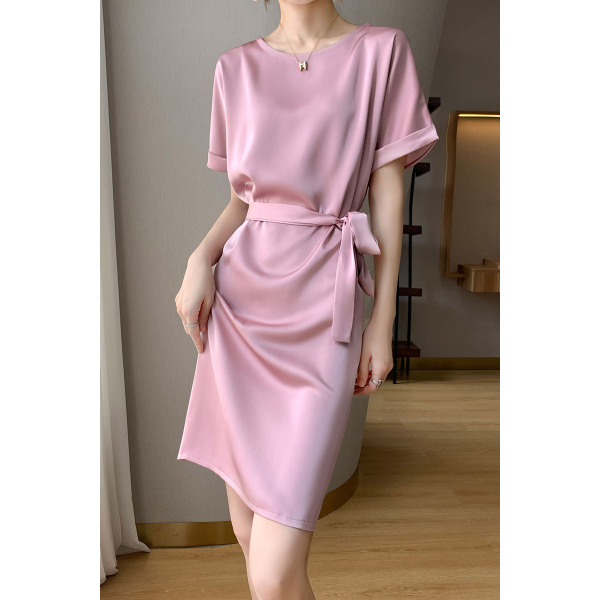 women's slim short sleeve dress with belt 26