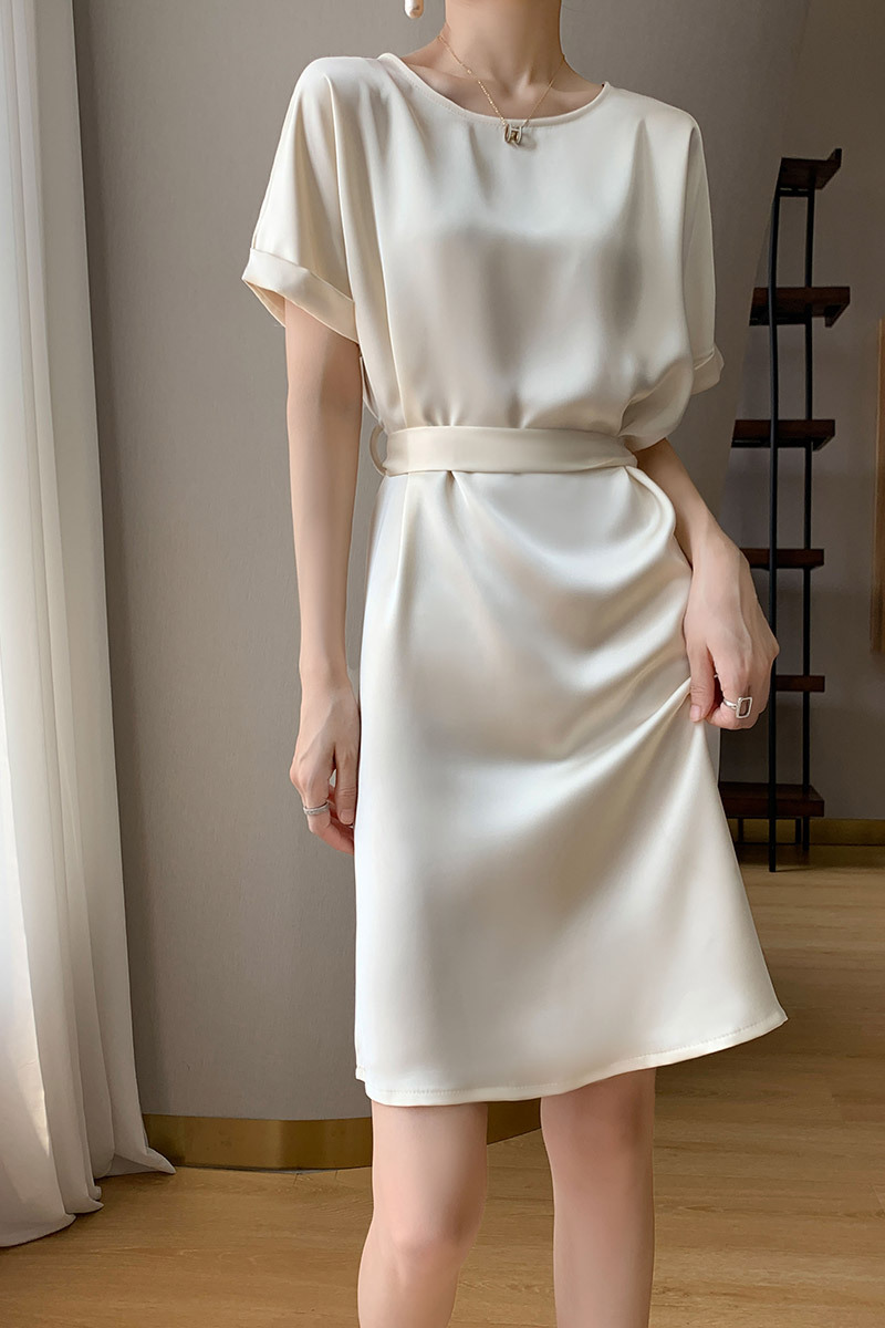 women's slim short sleeve dress with belt 26
