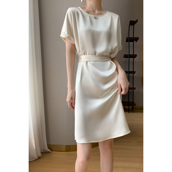 women's slim short sleeve dress with belt 26