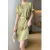 women's slim short sleeve dress with belt 26
