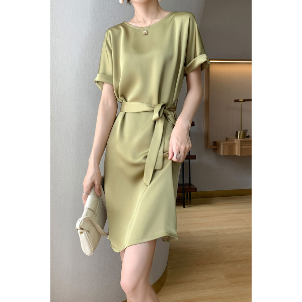 women's slim short sleeve dress with belt 26
