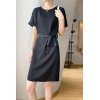 women's slim short sleeve dress with belt 26