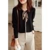 Women's wool cardigan round neck loose short knitted bottoming shirt 45
