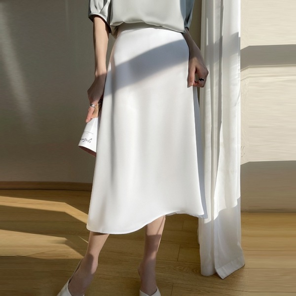 A-line skirt fashion mulberry silk satin silky high waist umbrella skirt 69