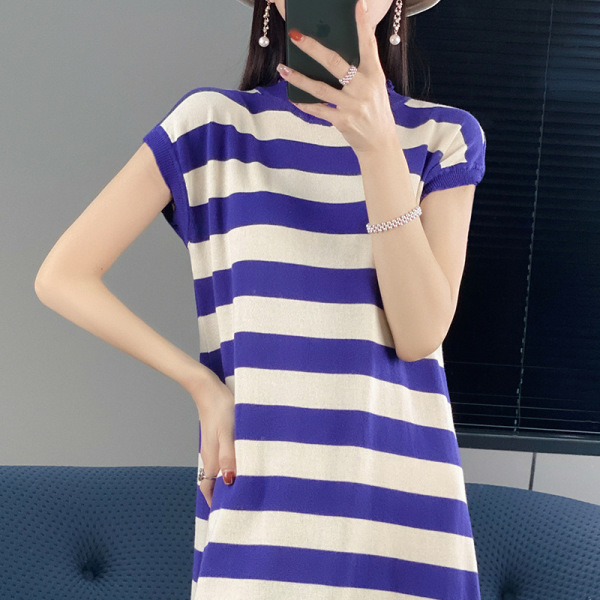 Dress Crew Neck Classic Stripe Sleeveless 63