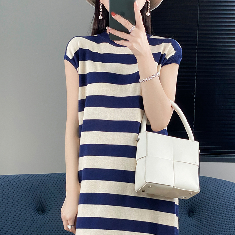 Dress Crew Neck Classic Stripe Sleeveless 63