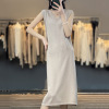 Dress V-neck mid-length knitted sleeveless dress 126
