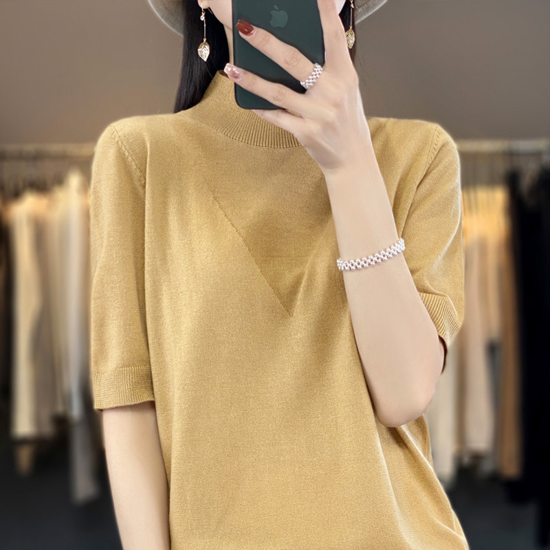 Half-sleeve knitted bottoming shirt loose half-sleeved T-shirt 134