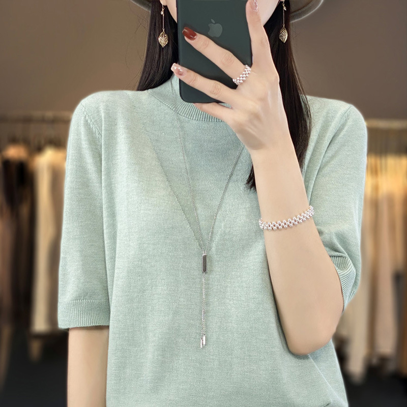 Half-sleeve knitted bottoming shirt loose half-sleeved T-shirt 134