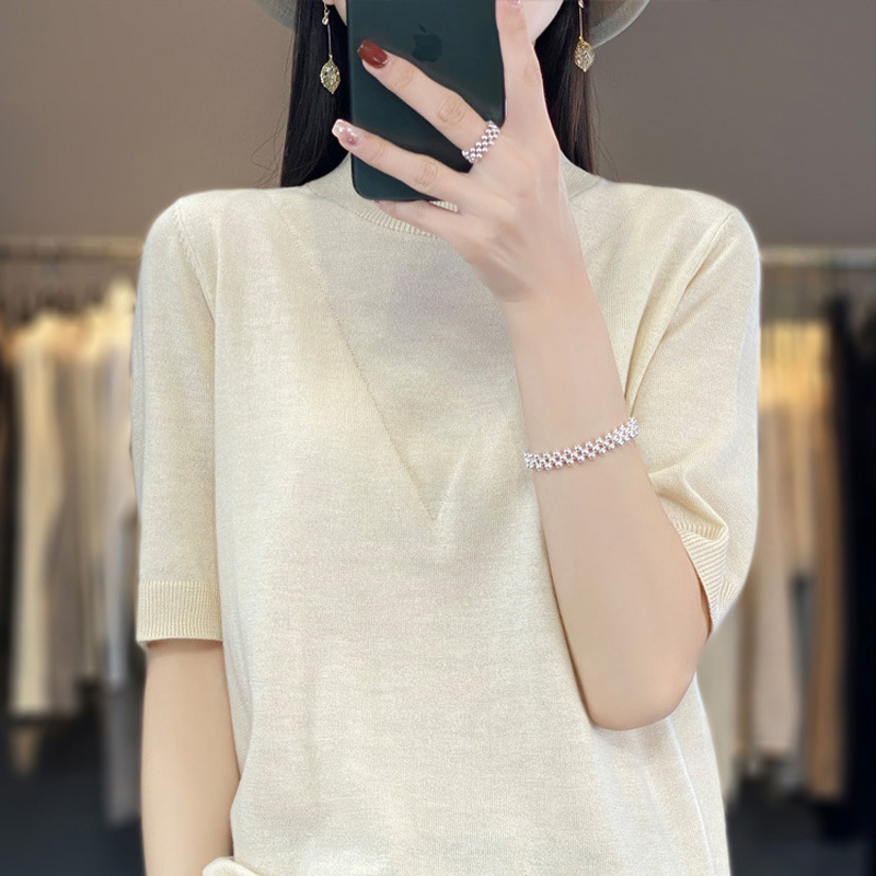 Half-sleeve knitted bottoming shirt loose half-sleeved T-shirt 134