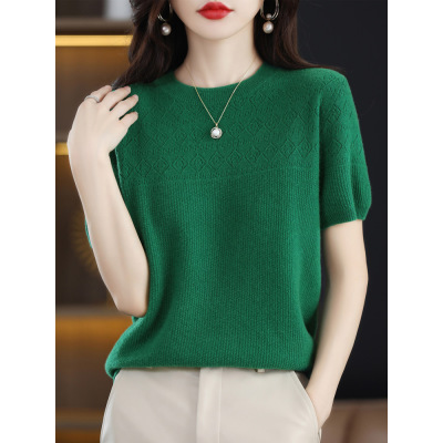 Half-sleeved thin cutout cropped cashmere top 14