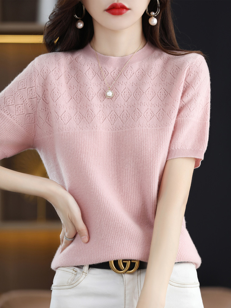 Half-sleeved thin cutout cropped cashmere top 14