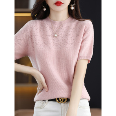 Half-sleeved thin cutout cropped cashmere top 14