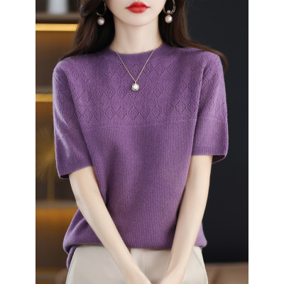 Half-sleeved thin cutout cropped cashmere top 14