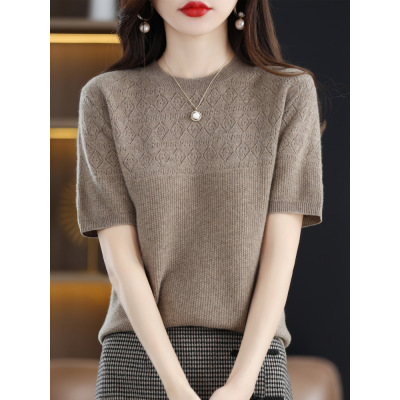 Half-sleeved thin cutout cropped cashmere top 14