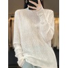 Hollow-out long-sleeved mid-high collar mesh bottoming shirt 74