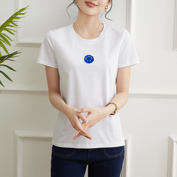Loose cotton t-shirt half-sleeve foreign style top 116