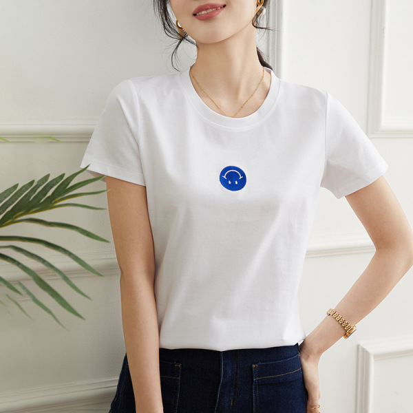 Loose cotton t-shirt half-sleeve foreign style top 116