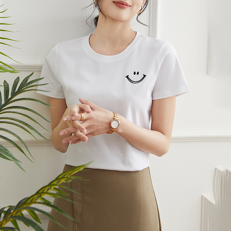 Loose cotton t-shirt half-sleeve foreign style top 116