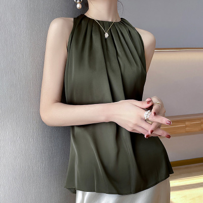 Mulberry silk knitted bottoming shirt sleeveless top 107