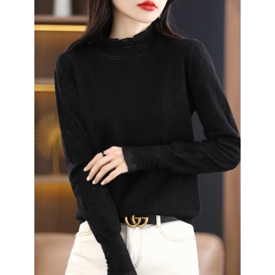 niche lace mesh bottoming shirt 62