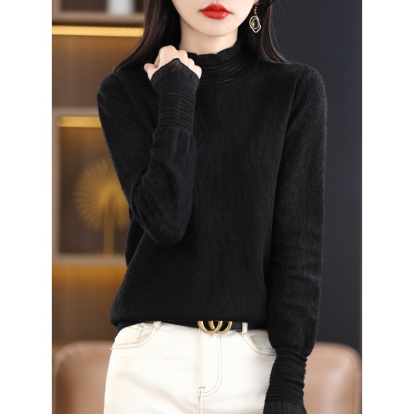 niche lace mesh bottoming shirt 62